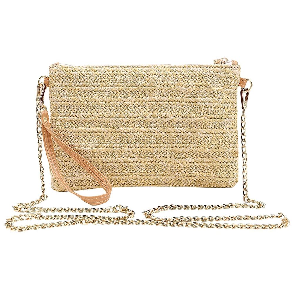 Straw Clutch Purses for Women Beach Wristlet Wallet Small Cross body